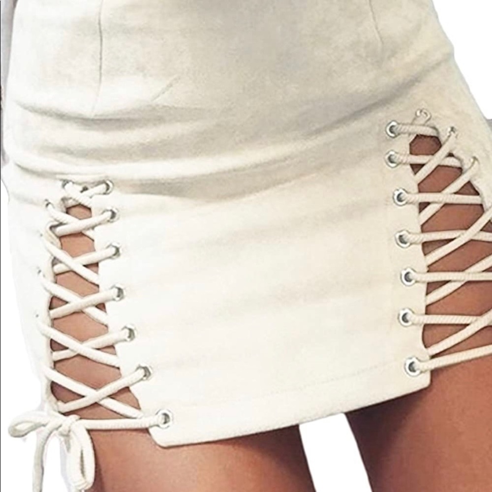 NEW Meyeeka High Waist Lace-up Skirt